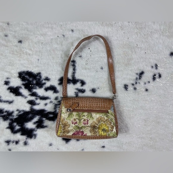 Liz Claiborne Women’s Tan Croc Embossed Floral Y2K Handbag Shoulder Bag - Picture 6 of 7